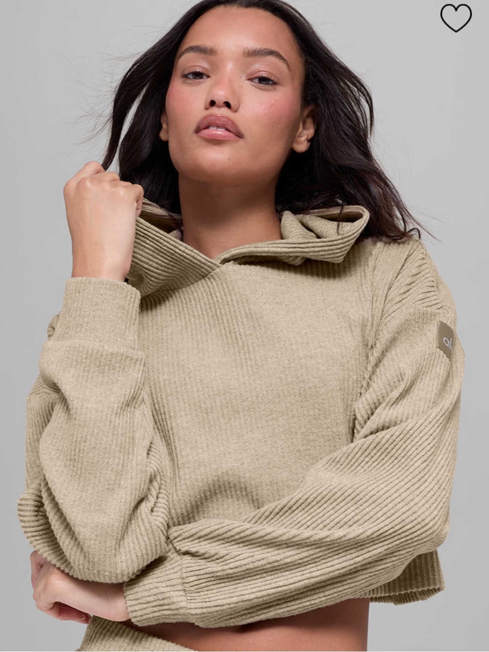 🤍 ALO Yoga Muse Hoodie | Gravel Heather | Ribbed Cropped Pullover